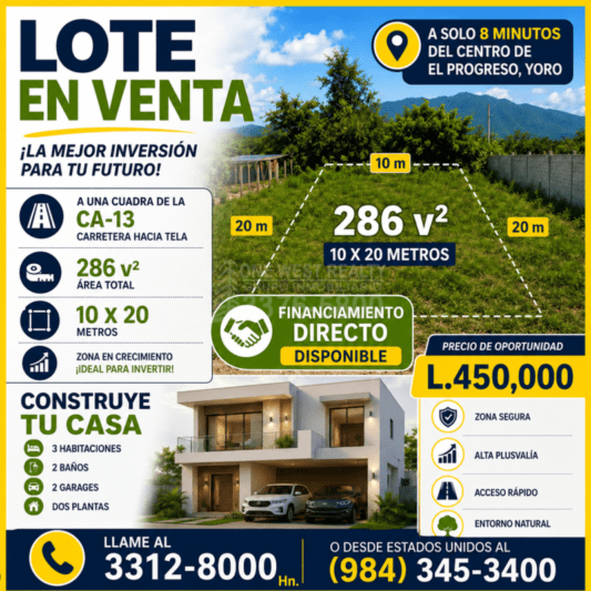 Lotes de Terreno en venta en El Progreso con Financiamiento directo
