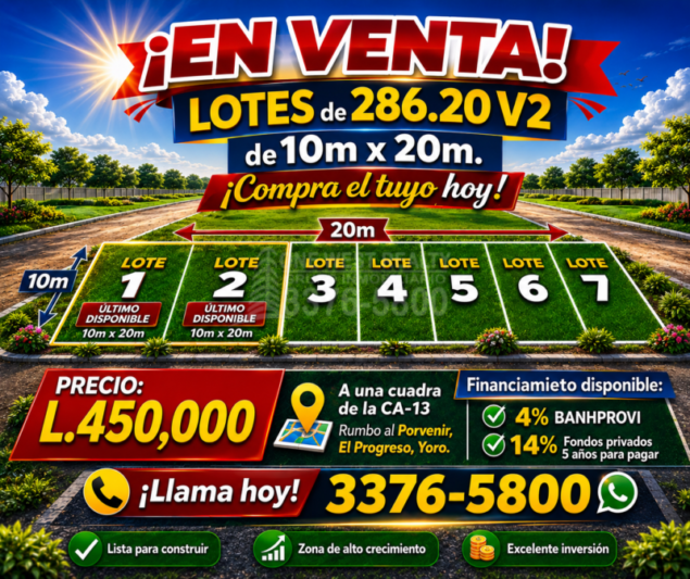Últimos 2 Lotes de Esquina en Venta en El Progreso, Yoro | Invierta Hoy en una Zona de Alta Plusvalía